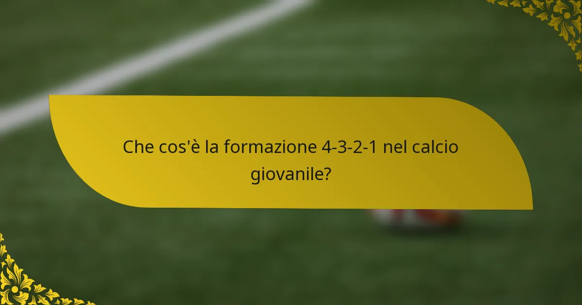 Che cos'è la formazione 4-3-2-1 nel calcio giovanile?